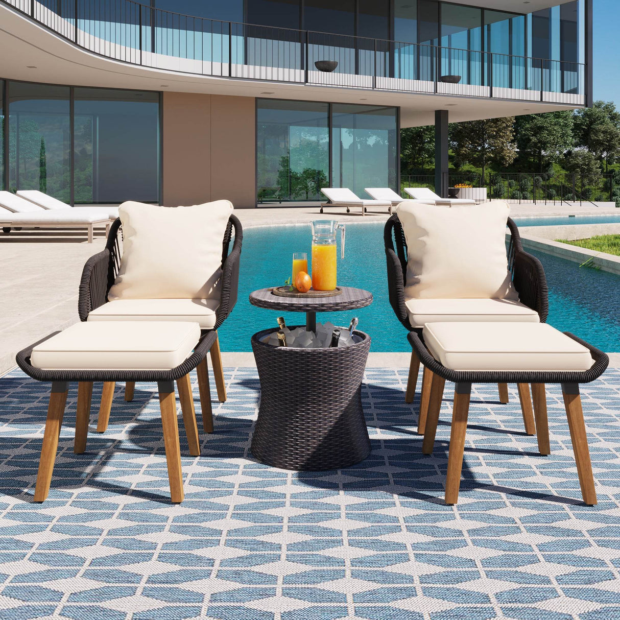 5-Piece Outdoor Rope Patio Furniture Conversation Set
