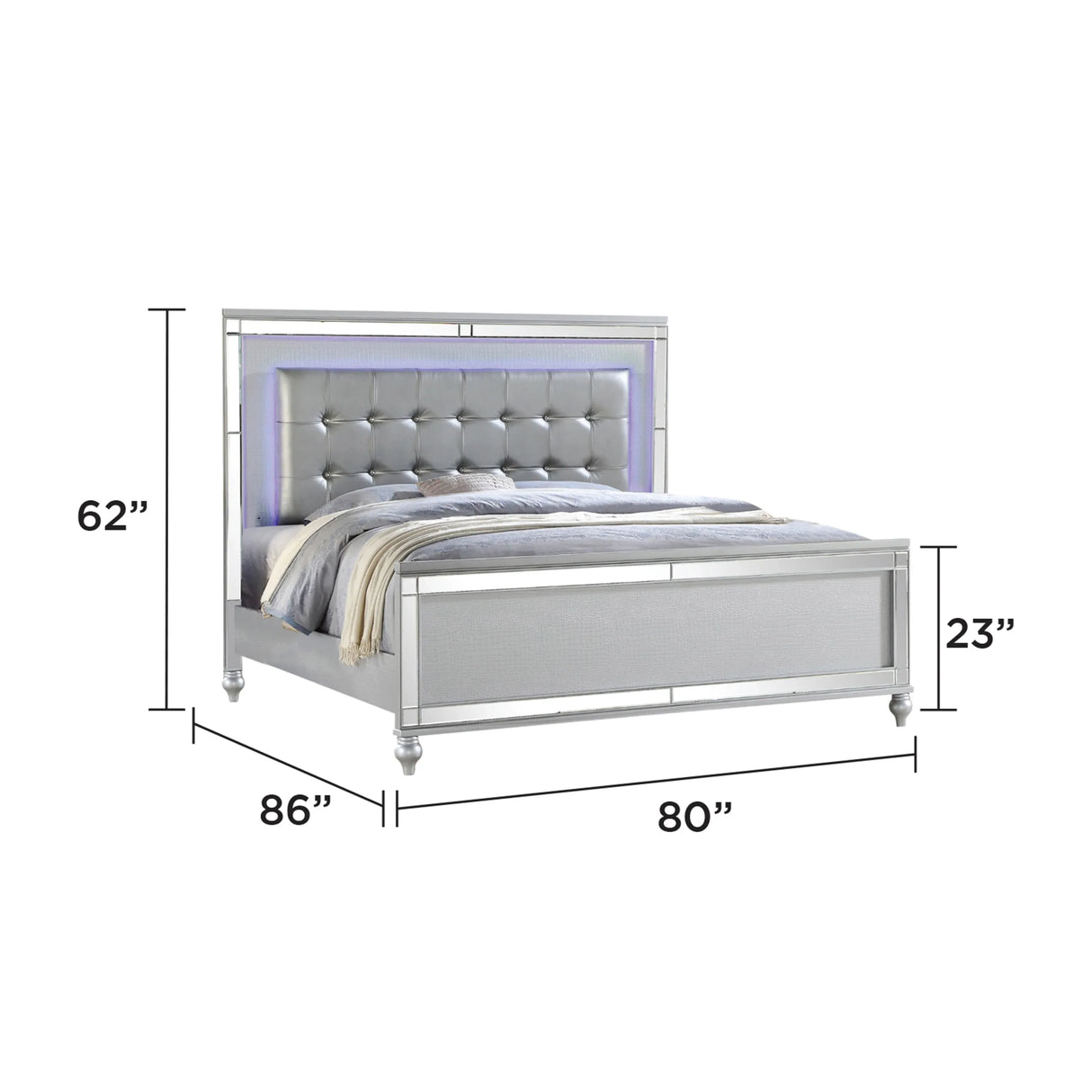 Contemporary King Size Upholstered LED Bed Frame - Omega Lifestyles