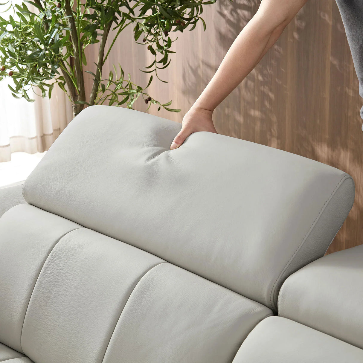 Electric Control Genuine Leather Wall-Hugger Reclining Sofa - Omega Lifestyles