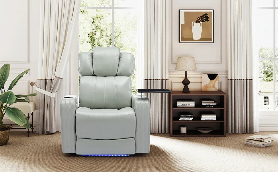 Modern PU Leather Power Recliner Chair With Bluetooth Speaker - Omega Lifestyles