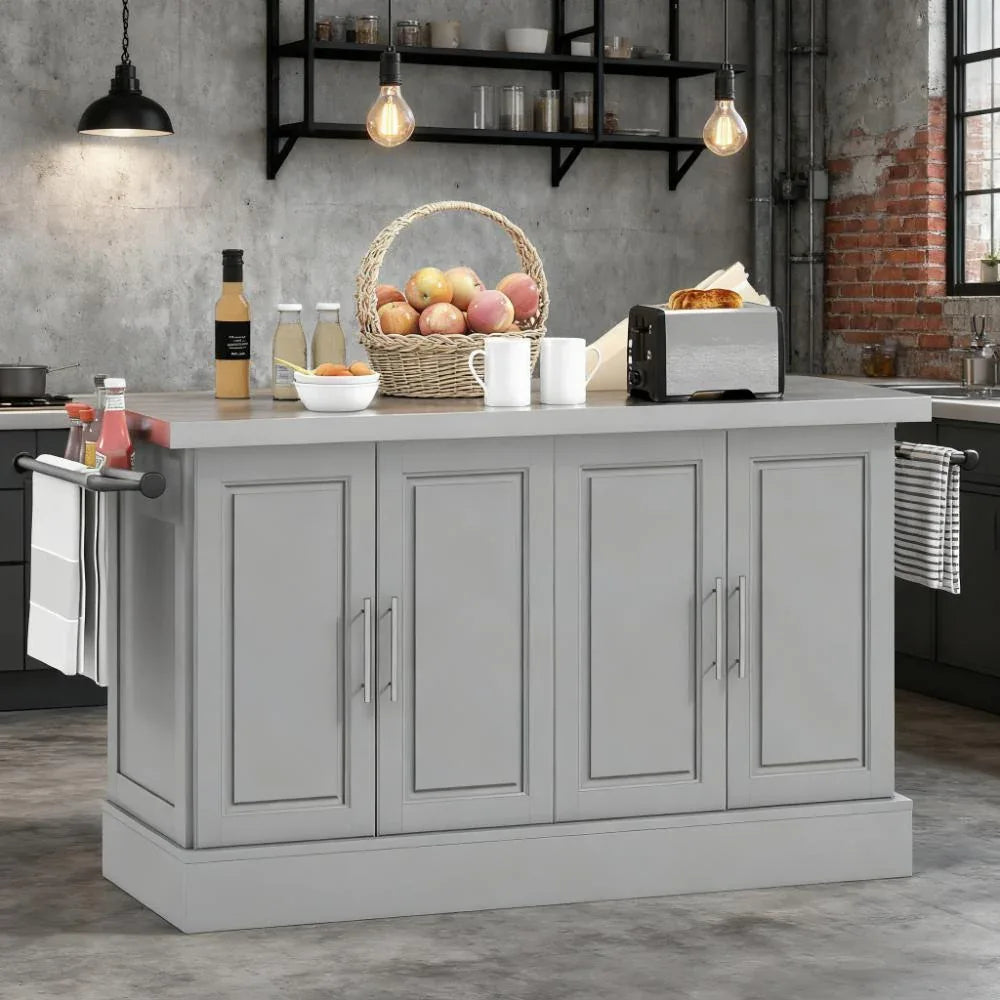 Rolling Kitchen Island Cart With Drawers Spice Knife Rack - Omega Lifestyles