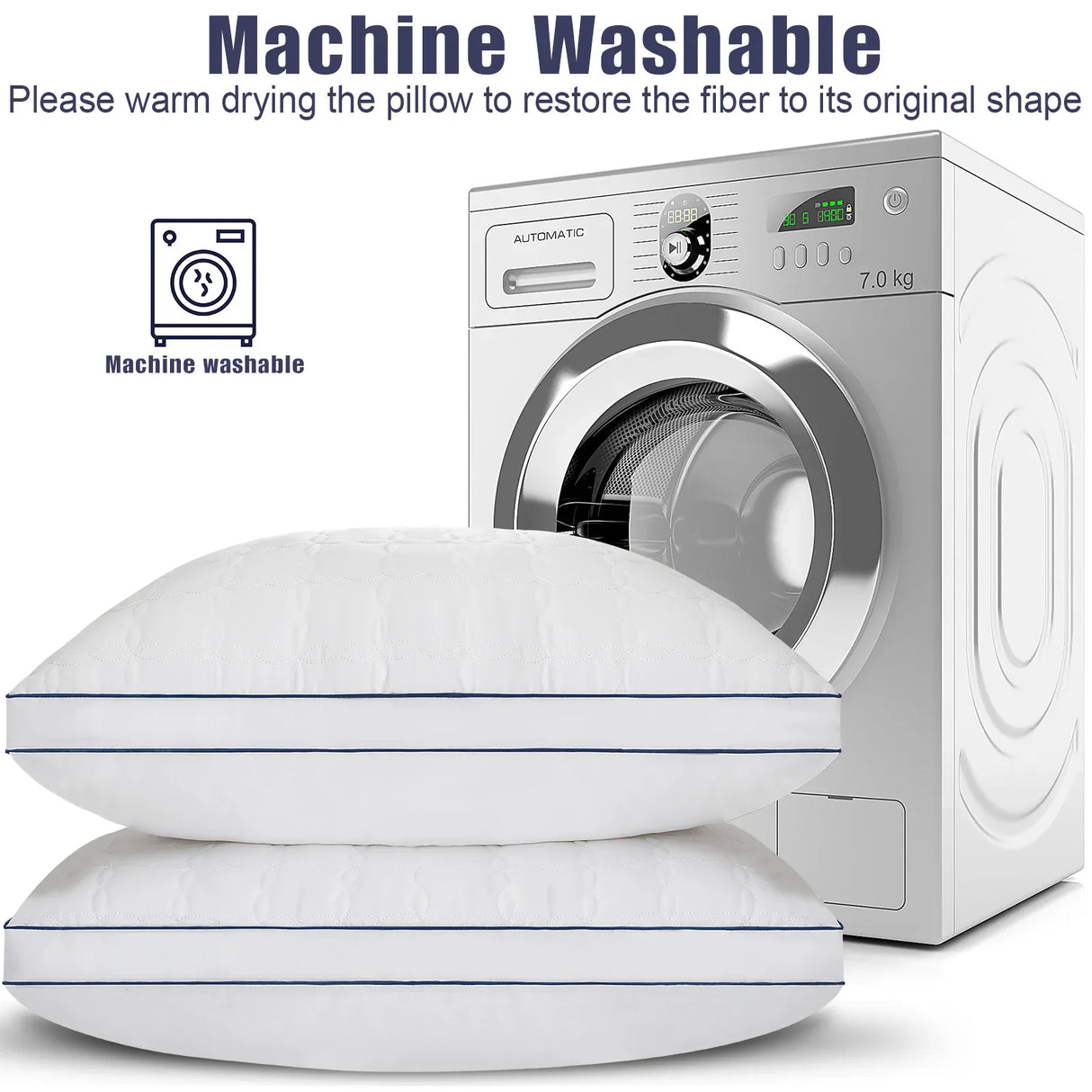 Set of 2 Soft Down Alternative Bed Pillows Standard Size - Omega Lifestyles