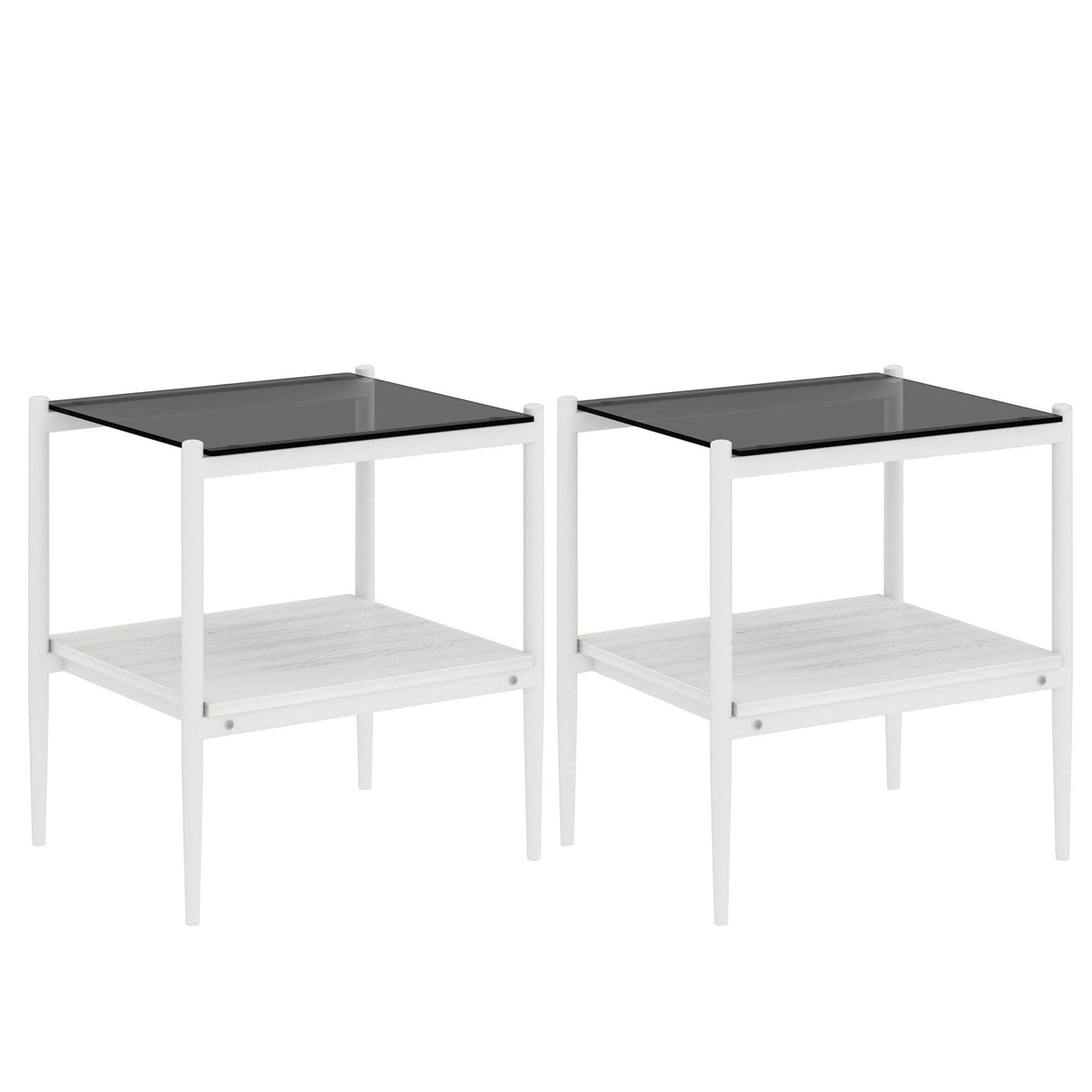 Set Of 3 Modern Tempered Glass Coffee End Tables - Sleep Galleria