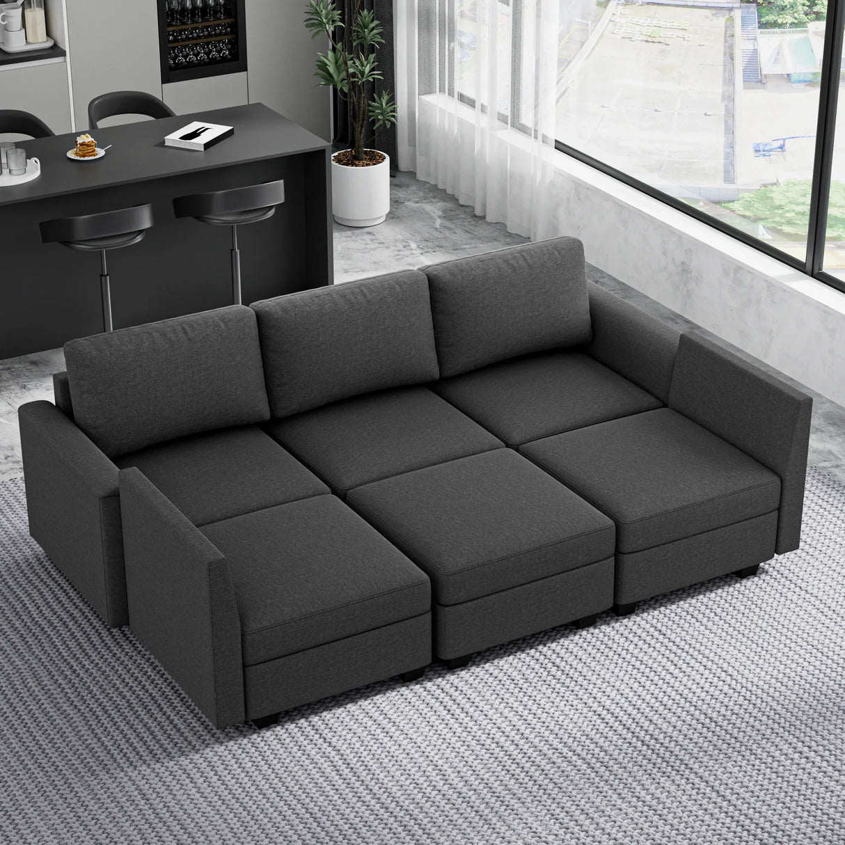 Modern 5-Seater Modular Sectional Sofa With Storage - Omega Lifestyles