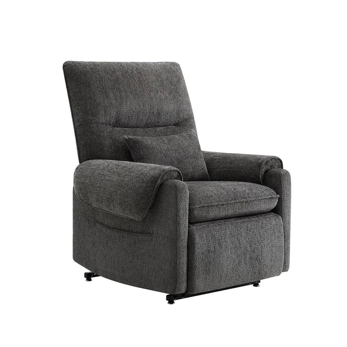 Power Lift Assist Recliner Chair Gray Chenille Upholstered - Omega Lifestyles