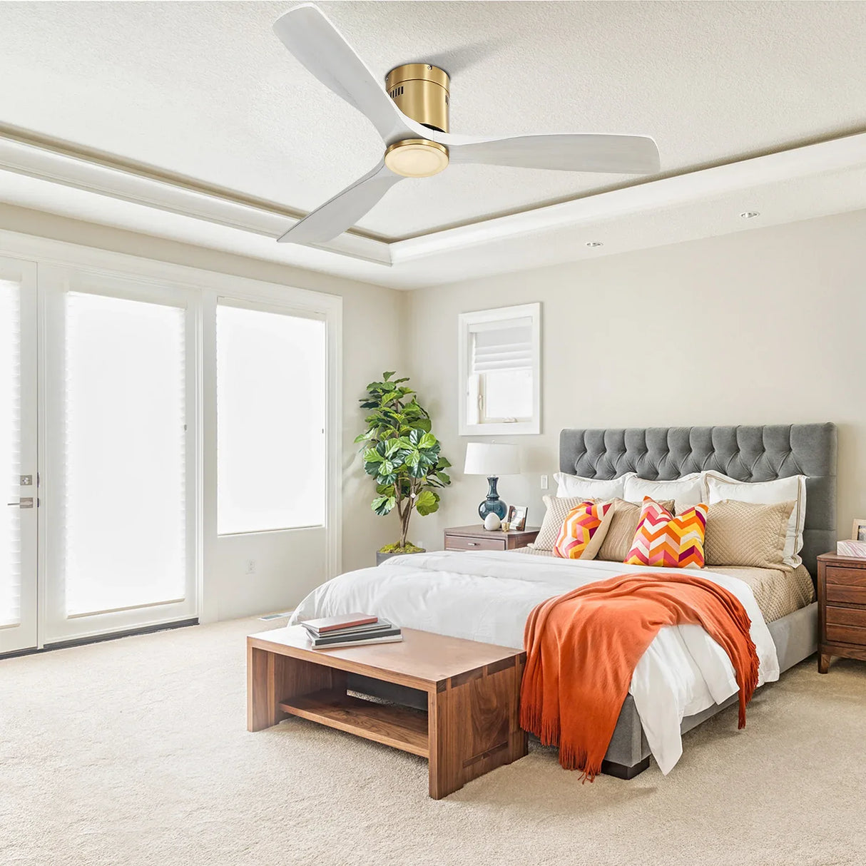 52-Inch Modern Wooden Reversible DC Motor Ceiling Fan - Omega Lifestyles