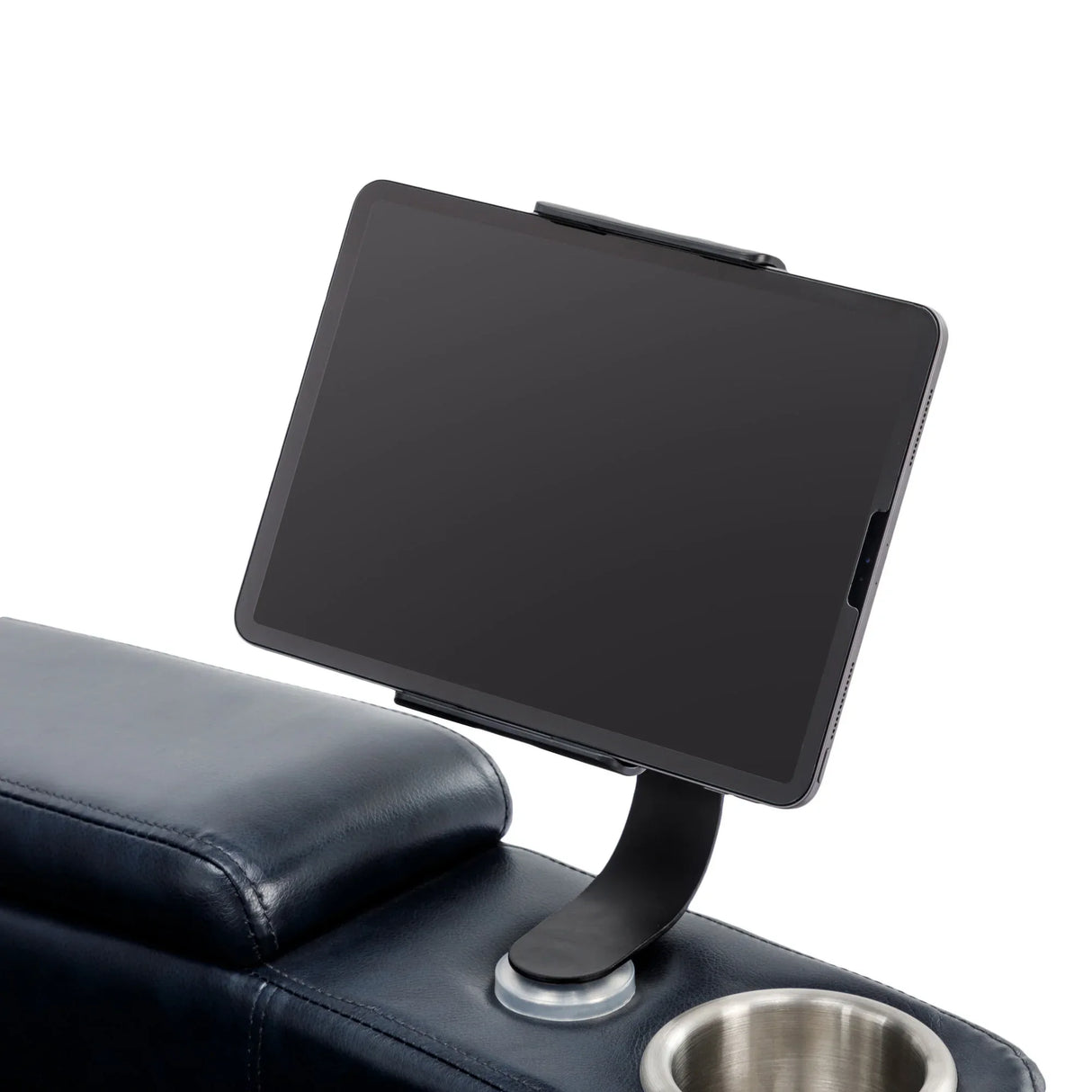 Power Swivel Blue PU Leather Recliner Chair With Tray Table - Omega Lifestyles