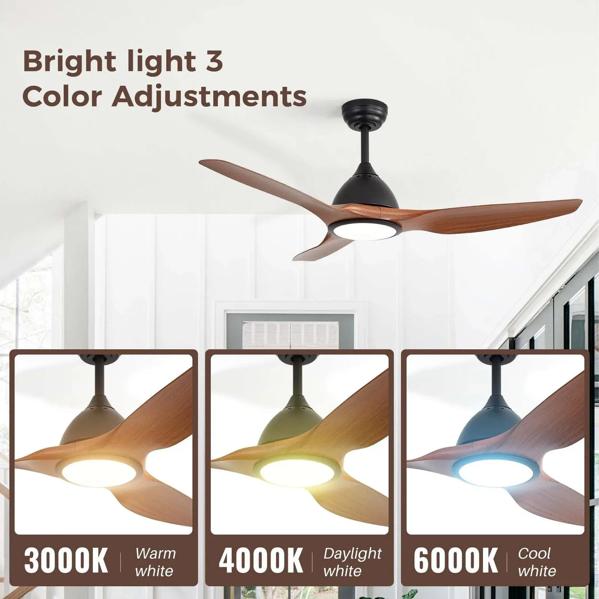 52-Inch Matte Black Reversible Ceiling Fan With Remote - Omega Lifestyles