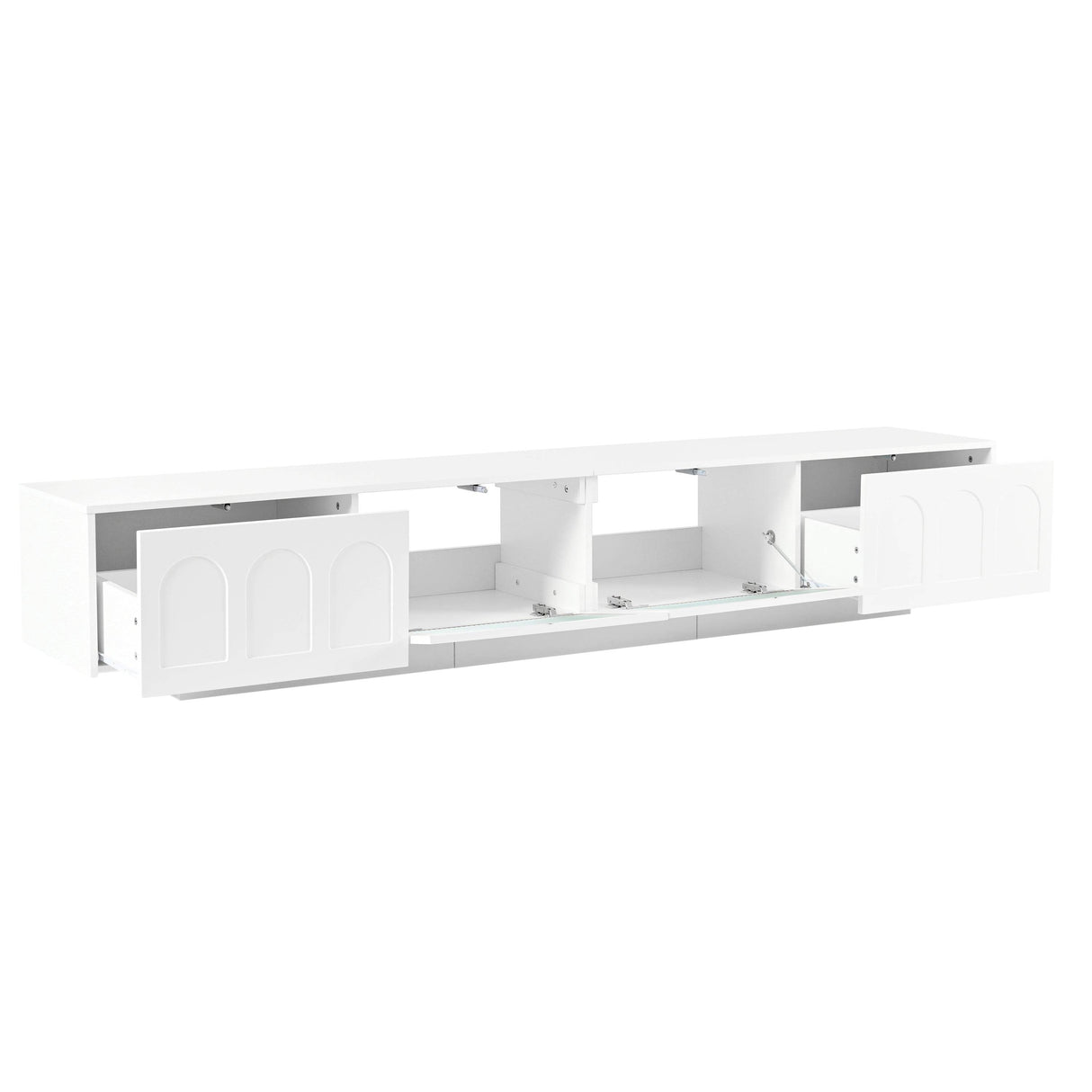 Smart LED White TV Stand With Storage Cabinets - Sleep Galleria