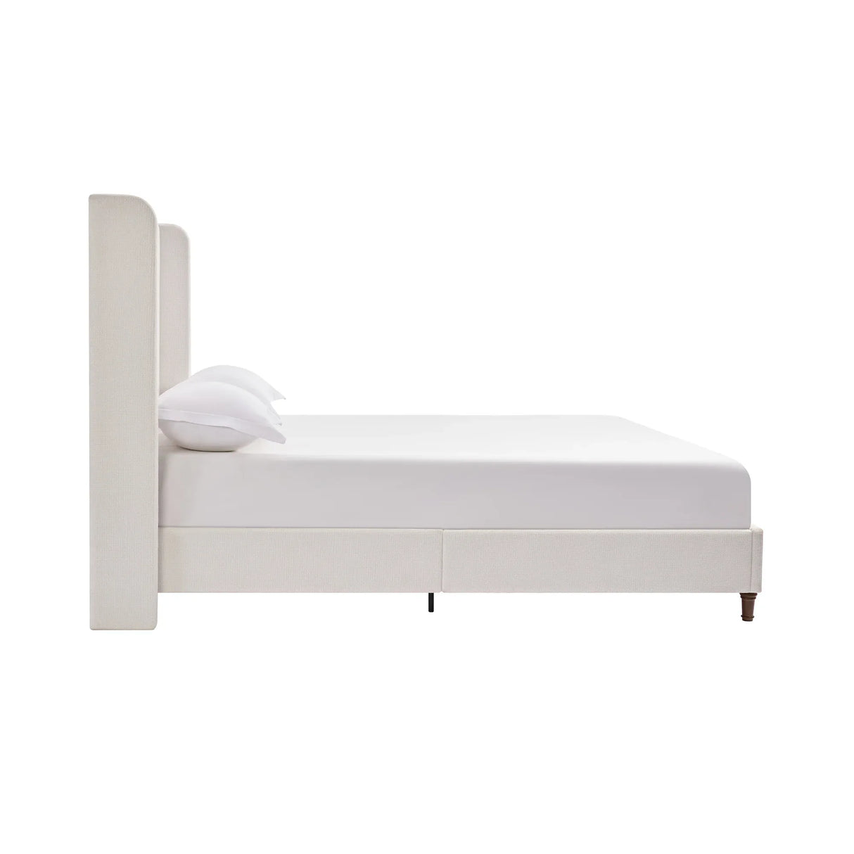 Queen Contemporary Cream White Chenille Upholstered Bed Frame - Omega Lifestyles