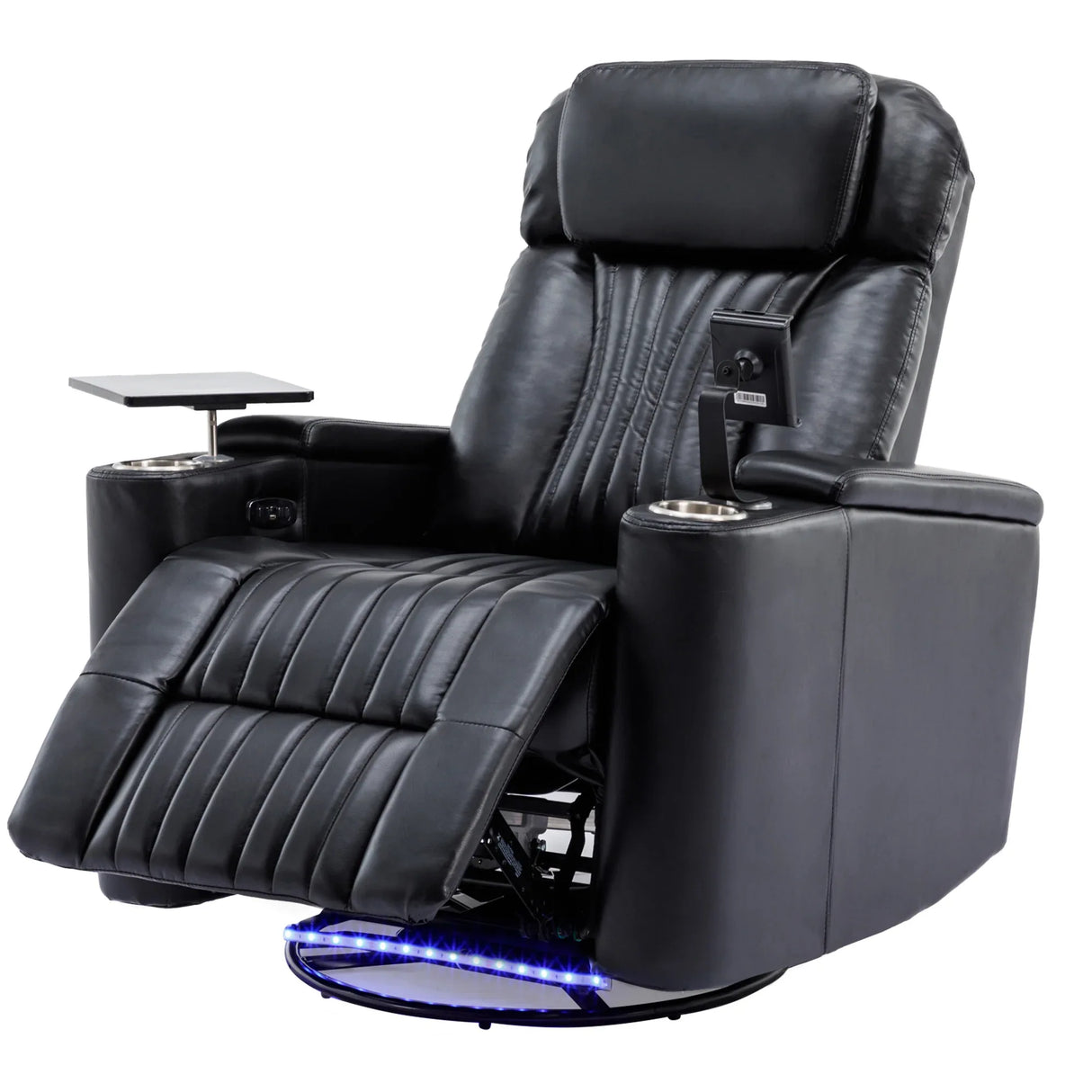 Power Swivel PU Leather Recliner Chair With Tray Table - Omega Lifestyles