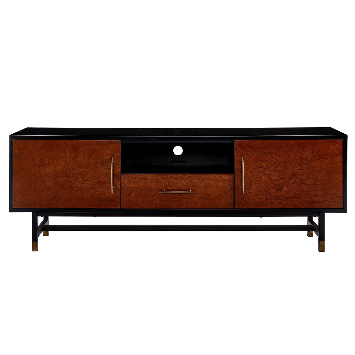 Midcentury Modern Black MDF Media Console Cabinet - Sleep Galleria