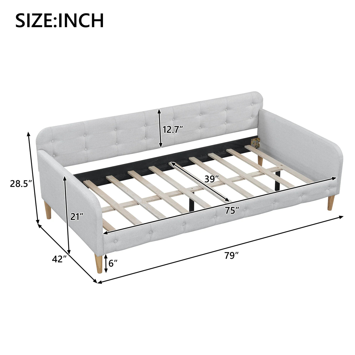 Twin Upholstered Linen Fabric Daybed With Wood Frame - Omega Lifestyles