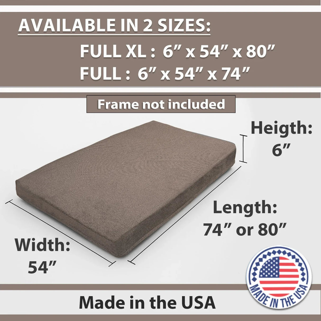Firm 6-Inch Memory Foam Infused Full XL Futon Mattress - Omega Lifestyles