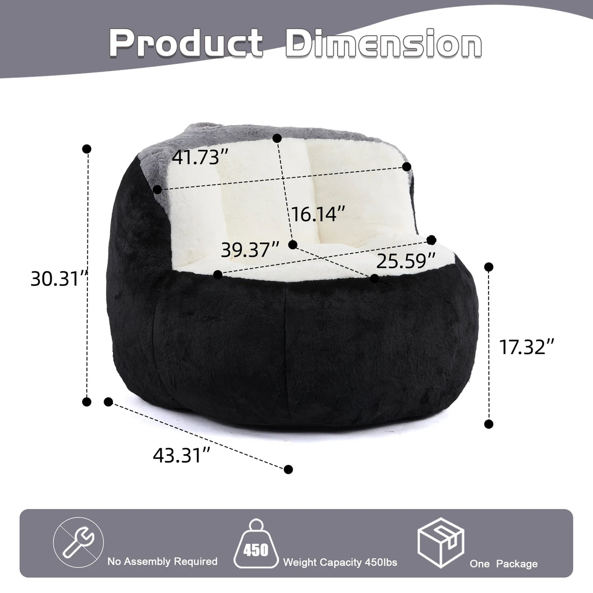 Multicolor Faux Fur Oversized Foam-Filled Bean Bag Chair - Omega Lifestyles