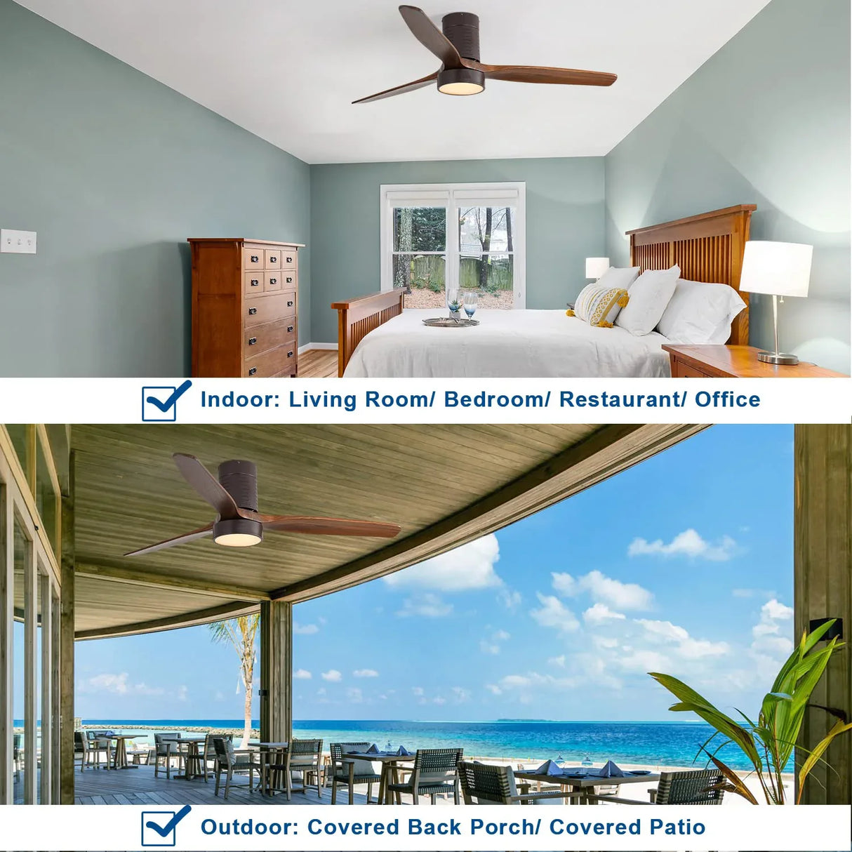 52-Inch Modern Remote Control Reversible Wooden Ceiling Fan - Omega Lifestyles