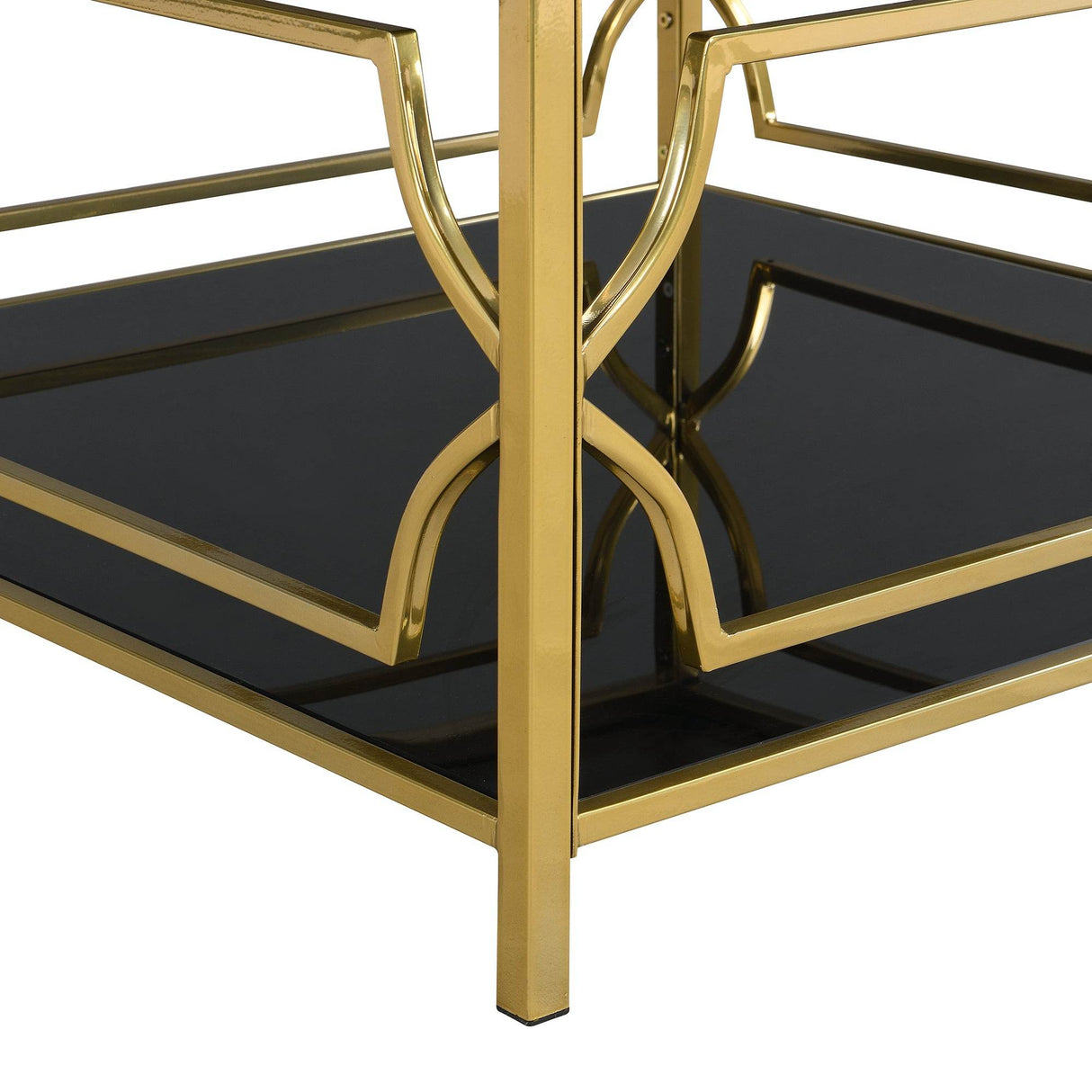 Modern Square Glass Coffee Table With Gold Metal Frame - Sleep Galleria