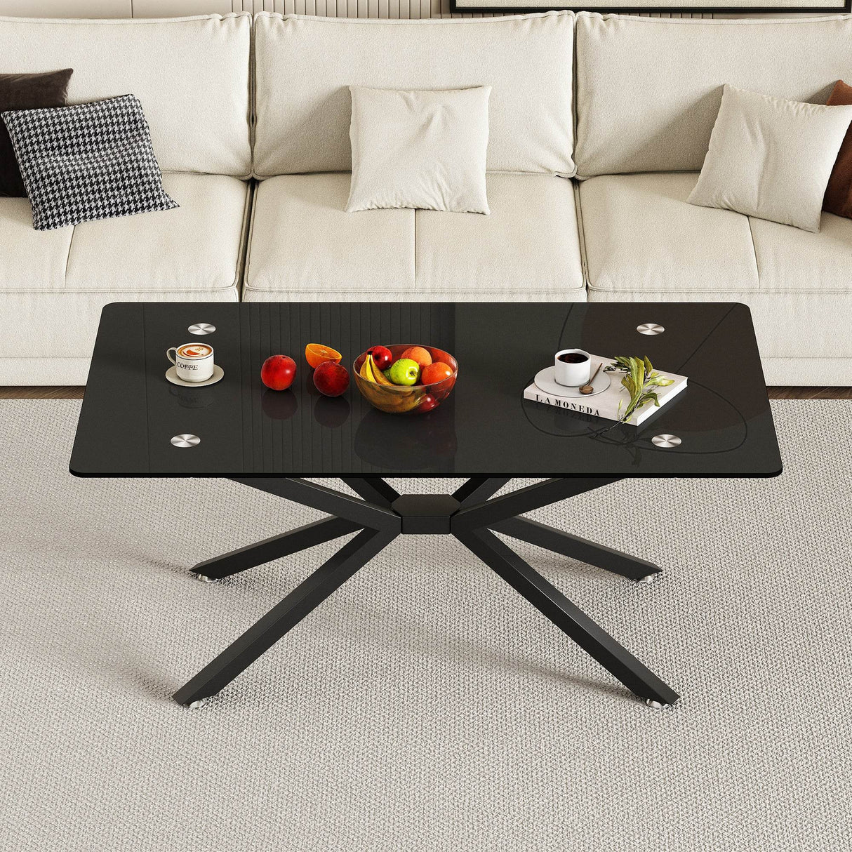 Modern Tempered Glass Rectangular Coffee Table - Sleep Galleria