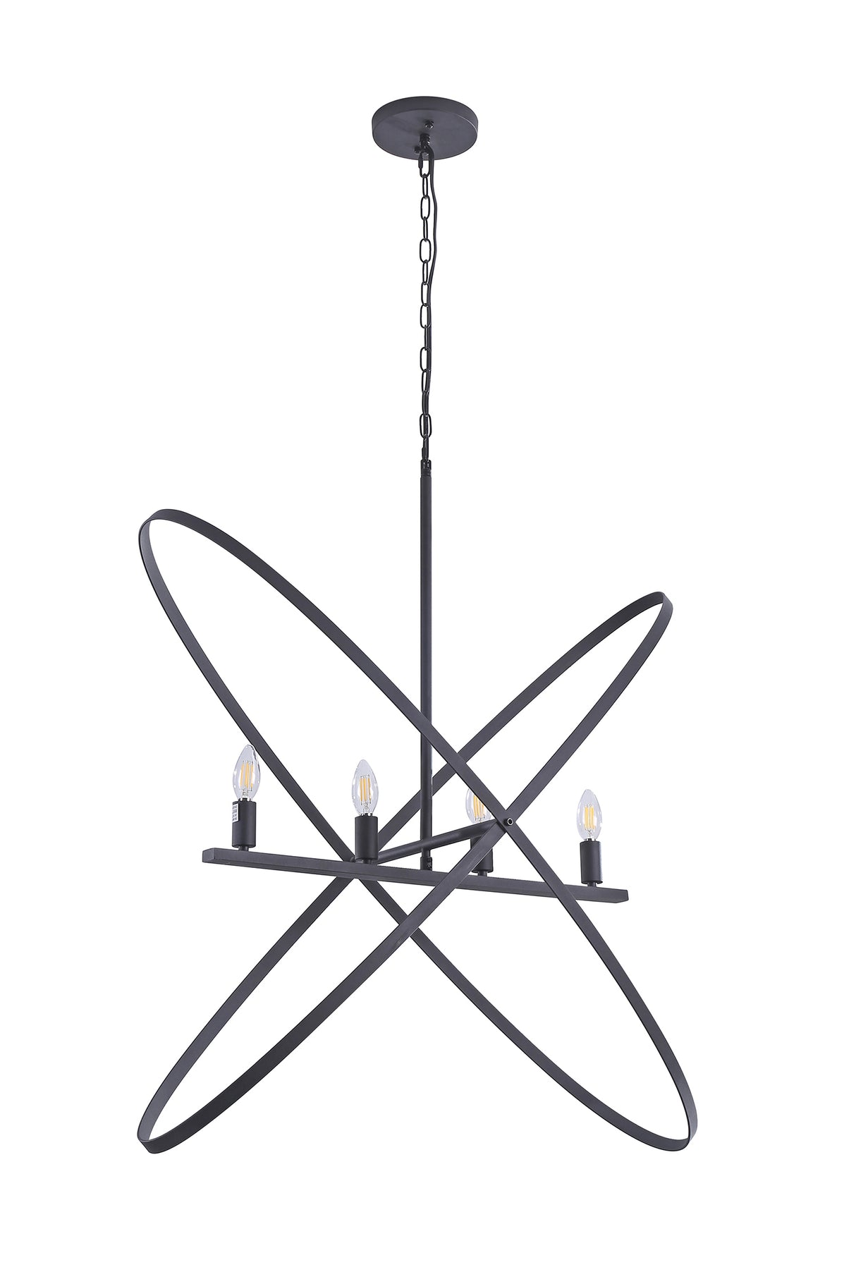 Matte Black Brass 4-Light Atom Pendant Lighting Fixture
