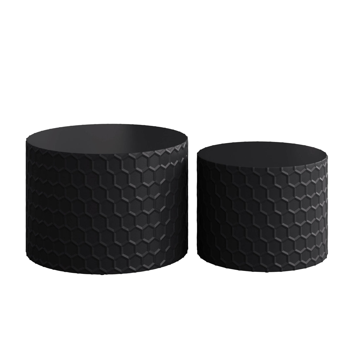 2-Piece Honeycomb Nesting Round MDF Coffee Table Set - Sleep Galleria