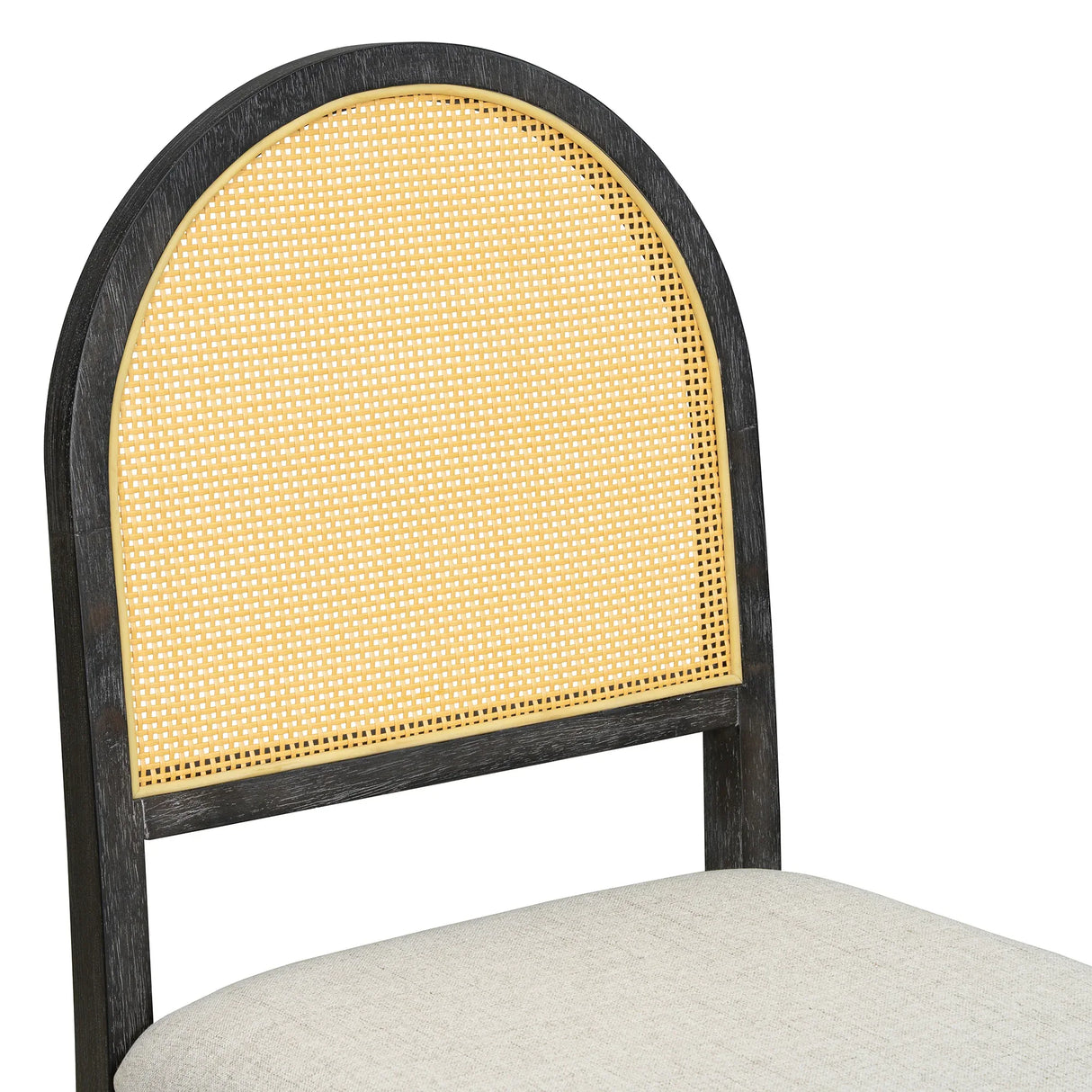 7-Piece Farmhouse Dining Table Set With Rattan Chairs - Omega Lifestyles