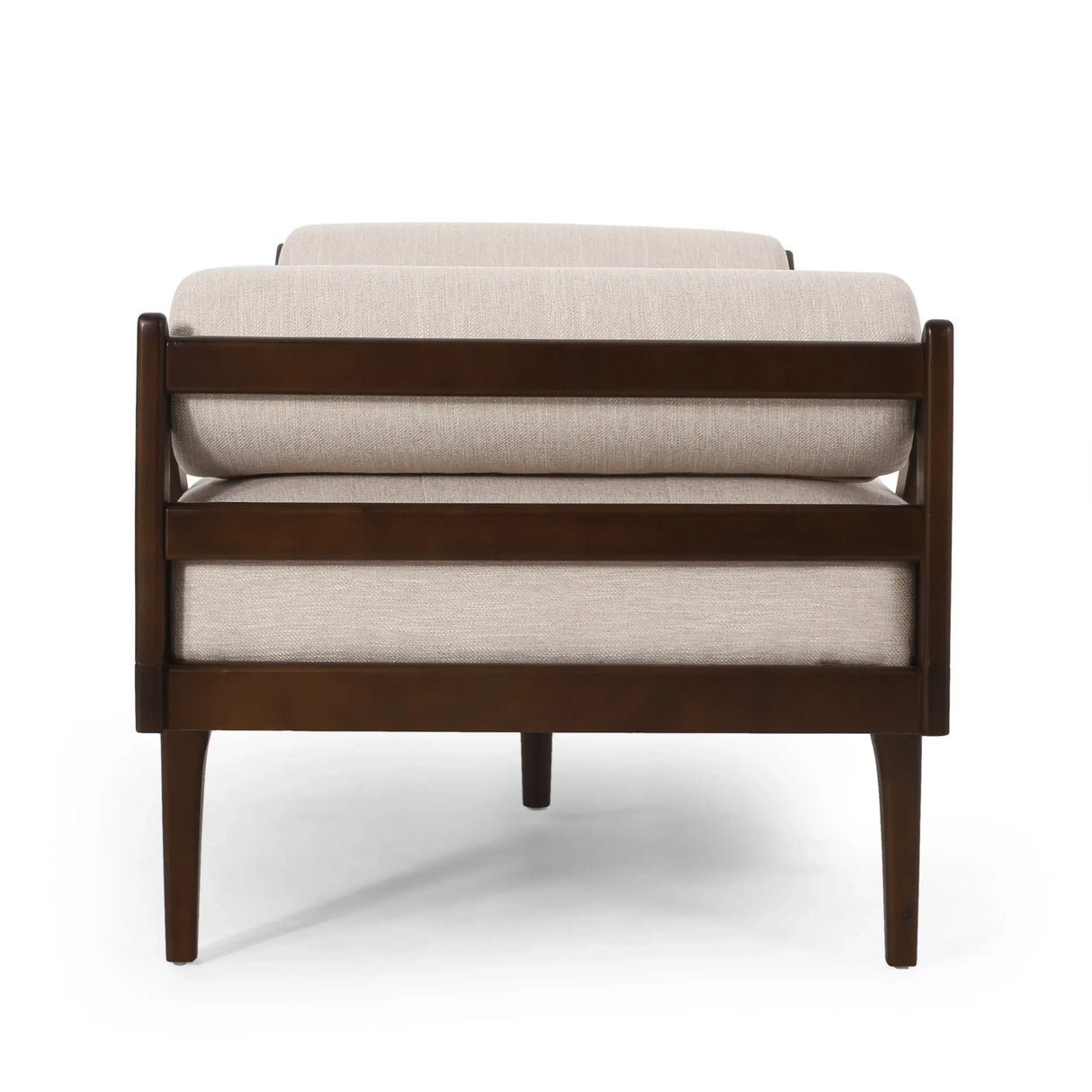 Beige Fabric Button Tufted Bentwood Chaise Lounge - Omega Lifestyles