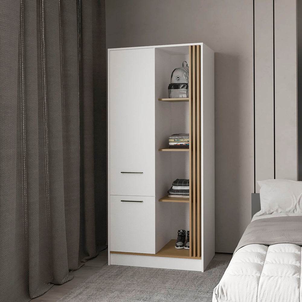 Modern Wardrobe Organizer With Shelves And Hanging Rod