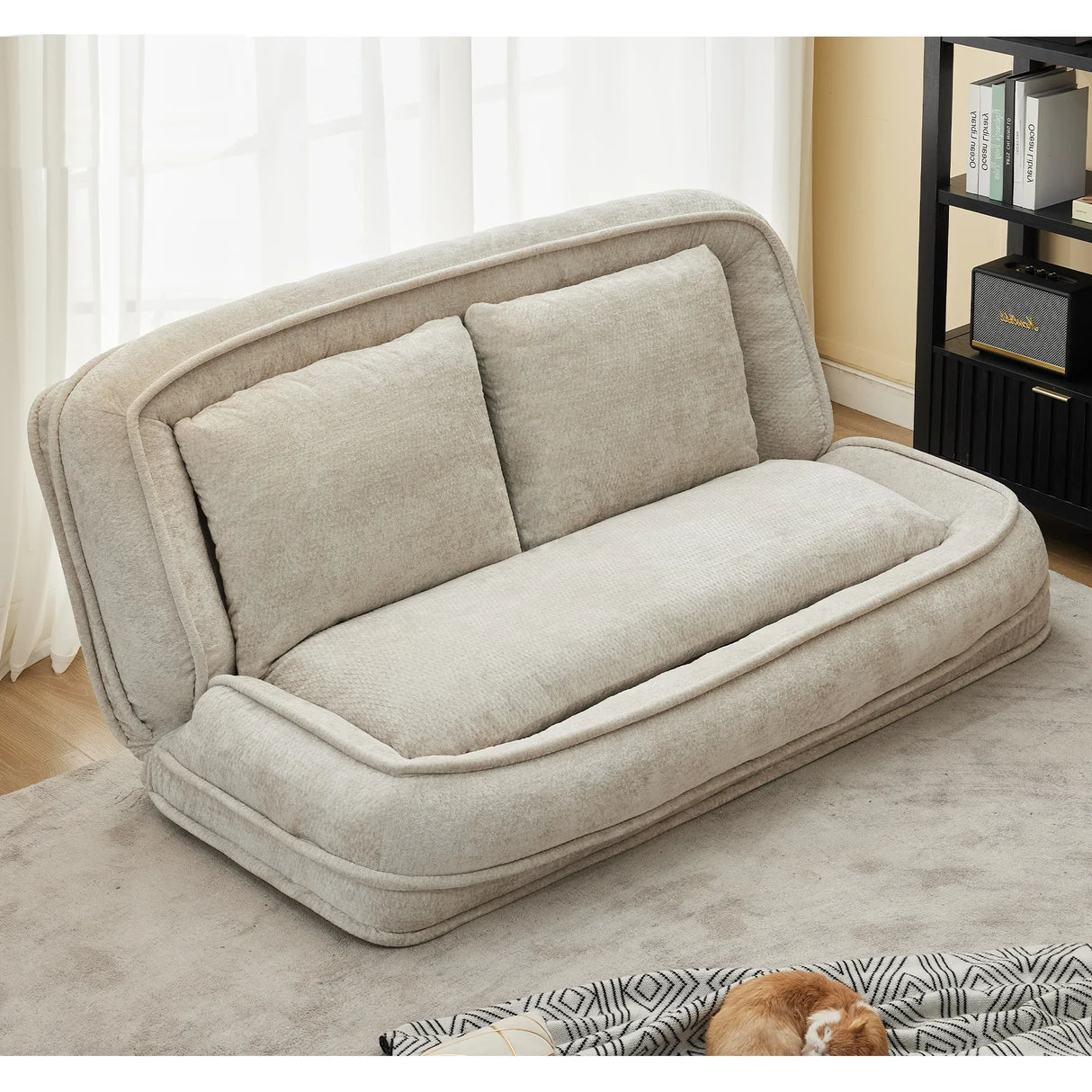 Medium-Soft Adjustable Loveseat Lazy Sofa With Chenille Upholstery - Omega Lifestyles