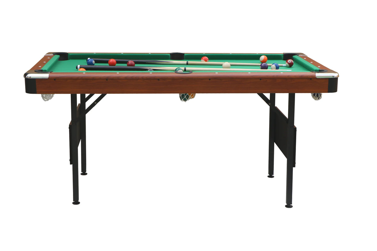 Foldable Indoor Pool Table With Blue Velvet Cloth - Omega Lifestyles