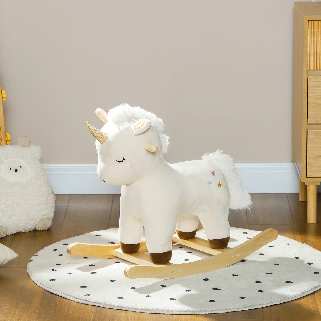 Plush Unicorn Toddler Rocking Horse With Sound - Omega Lifestyles