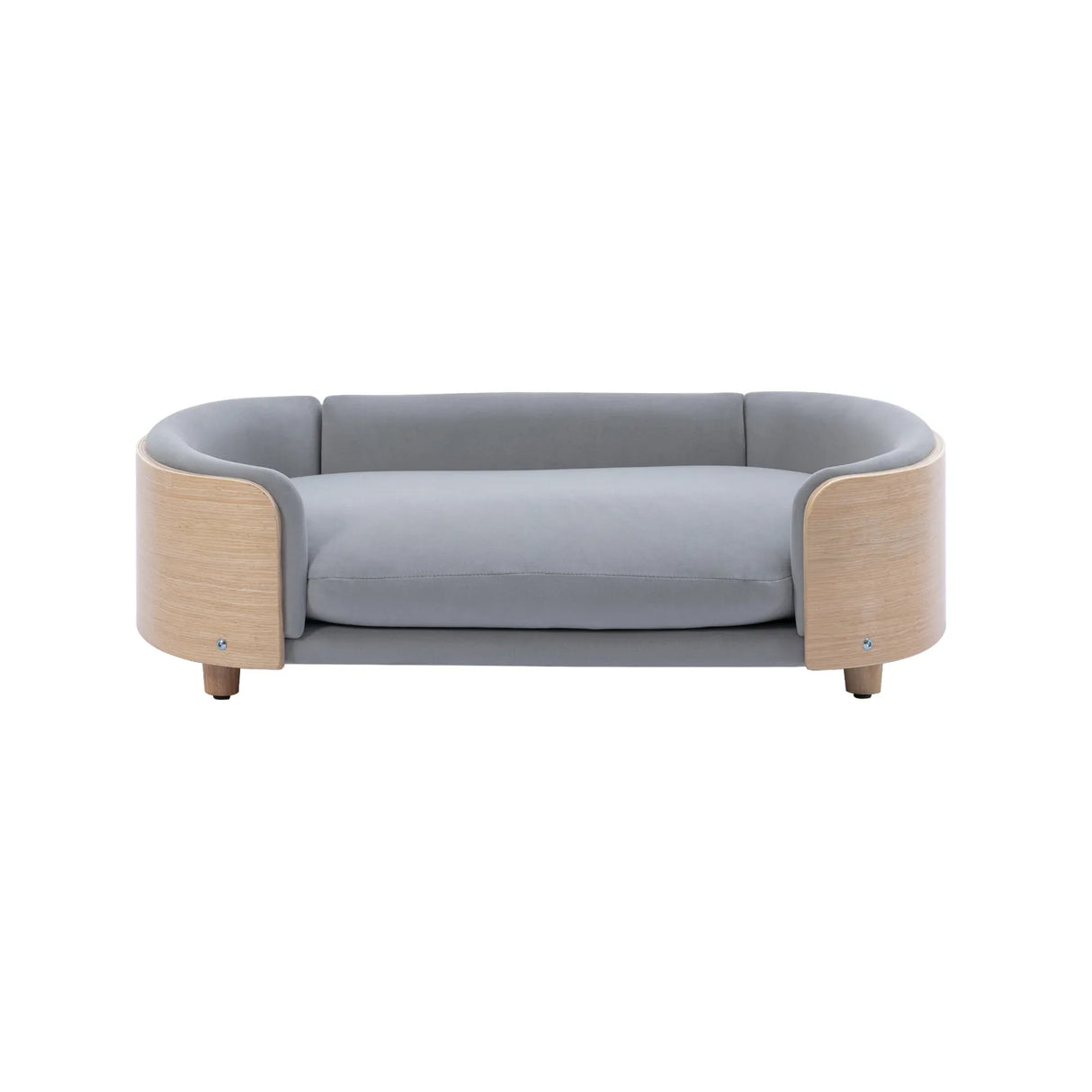 Scandinavian Solid Wood Elevated Pet Sofa Bed With Velvet Cushion - Omega Lifestyles