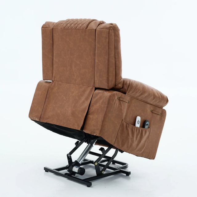 Medium-Firm PU Leather Remote-Controlled Heating Massage Recliner - Omega Lifestyles