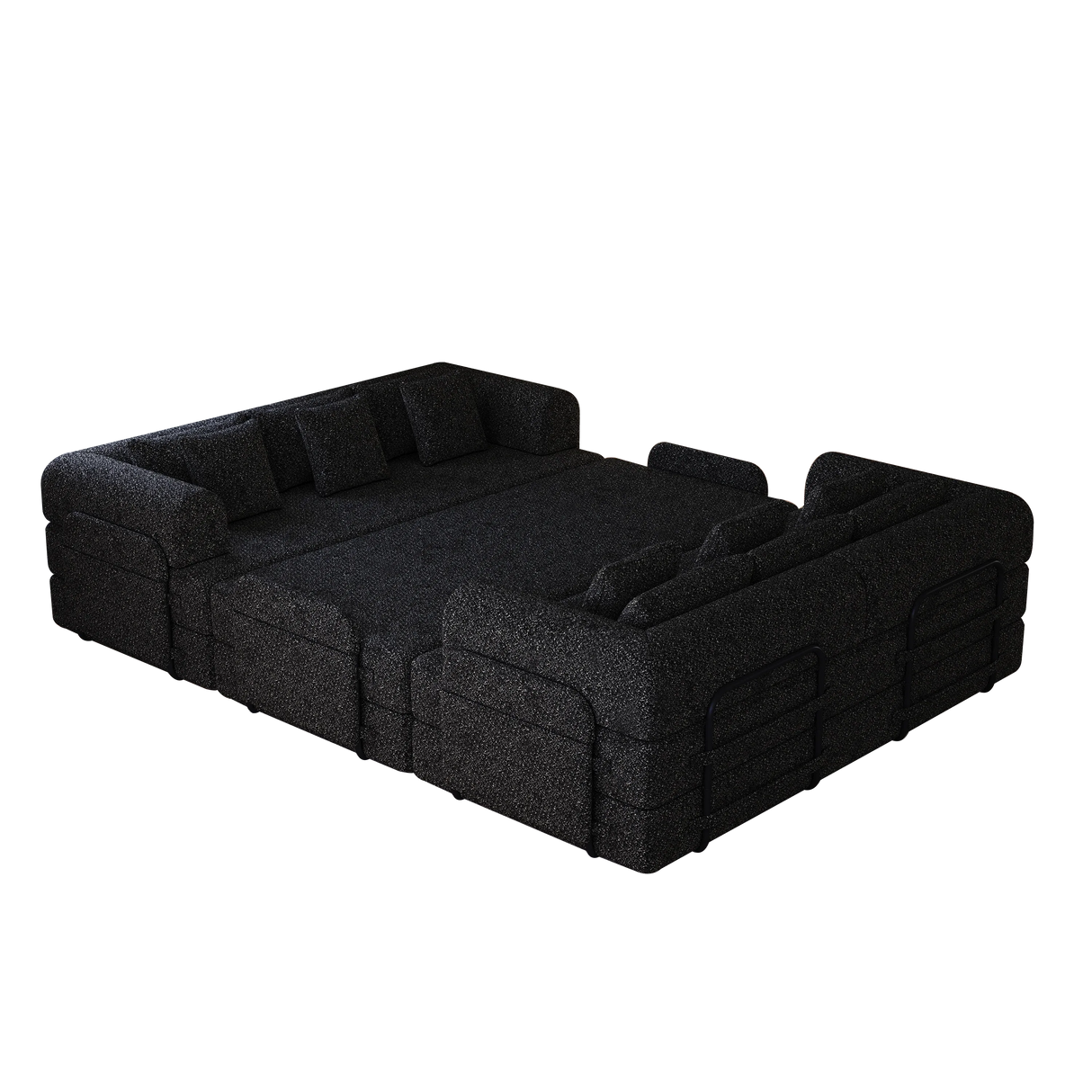 Convertible Chenille Sleeper Sofa Bed With Storage Pocket 2PCS - Omega Lifestyles