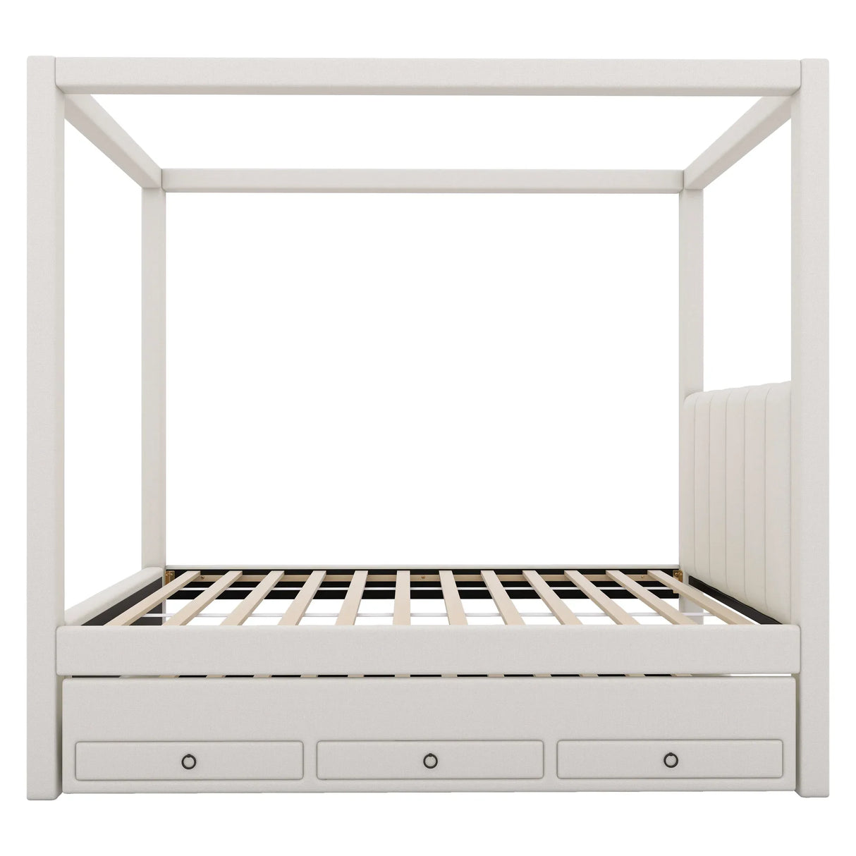 Twin Upholstered Canopy Platform Bed With Trundle and Storage - Omega Lifestyles