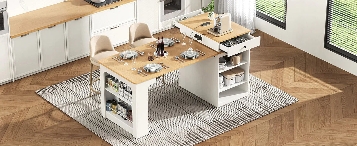 Extendable Dining Table Kitchen Island With Storage - Omega Lifestyles