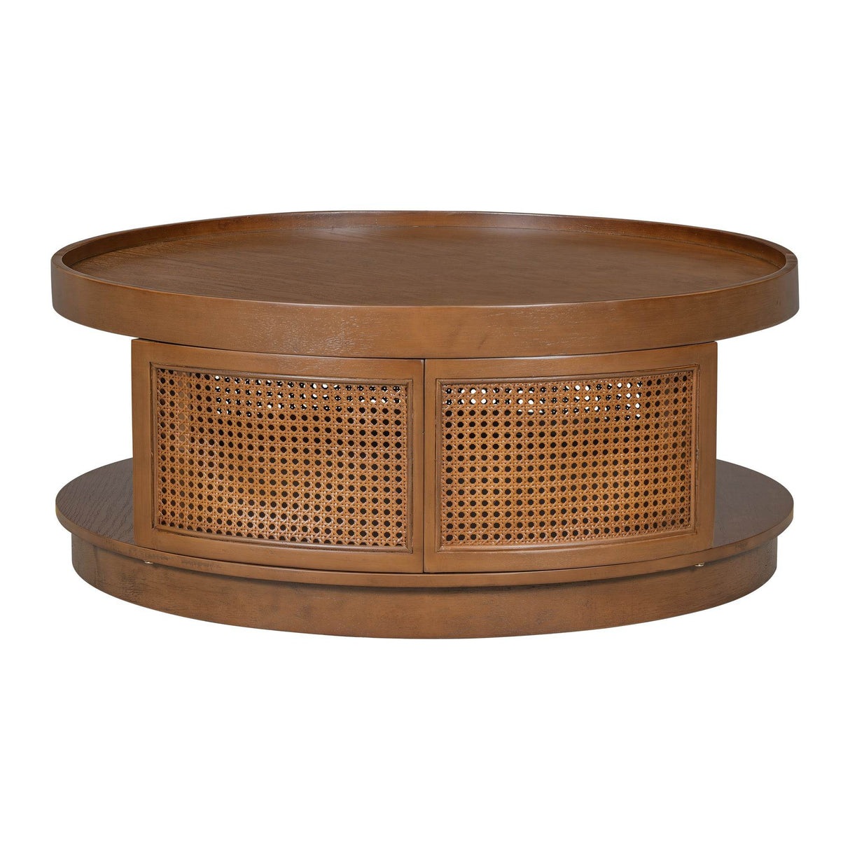 Mid-Century Modern Round Cane Coffee Table - Sleep Galleria