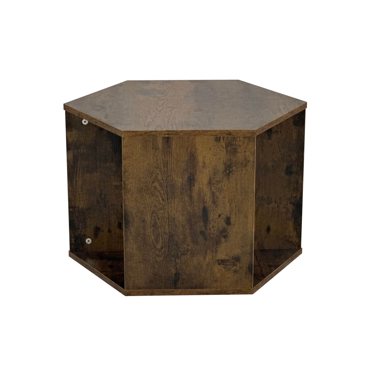 Hexagonal Antique Wood MDF Coffee Table Nightstand - Sleep Galleria