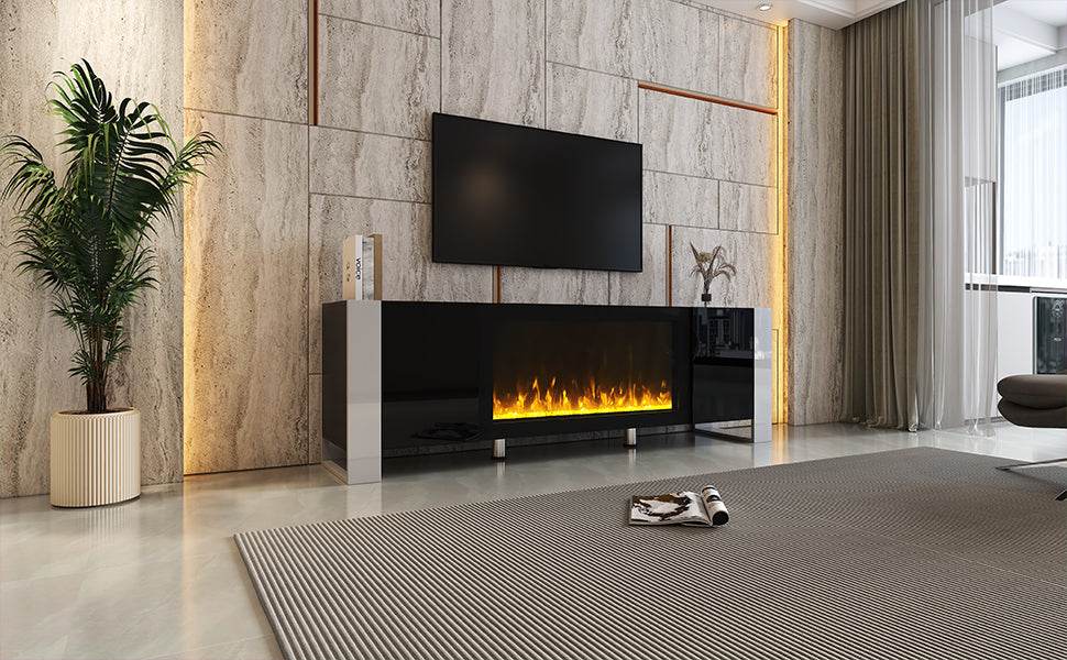 Modern Minimalist TV Stand With Electric Fireplace - Sleep Galleria