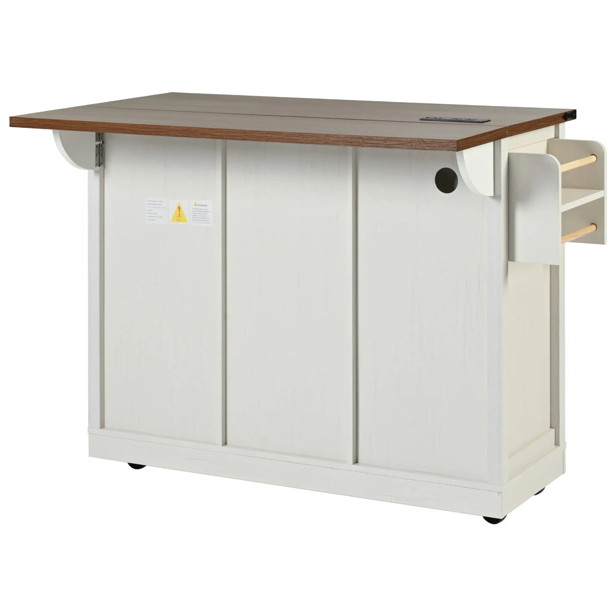 Farmhouse Kitchen Island Rolling Cart With Power Outlet - Omega Lifestyles