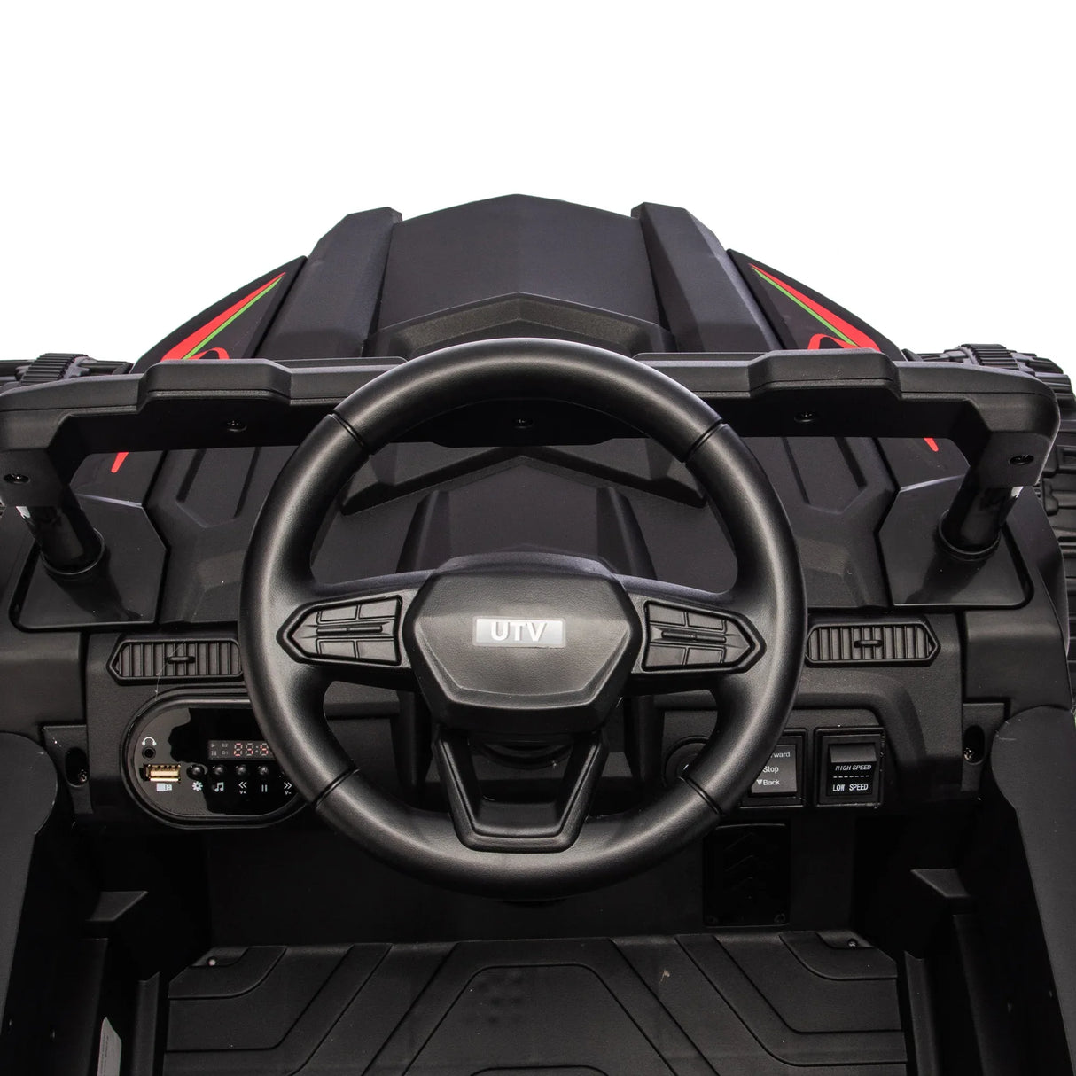 24V Kids Remote Control Black Ride On UTV - Omega Lifestyles