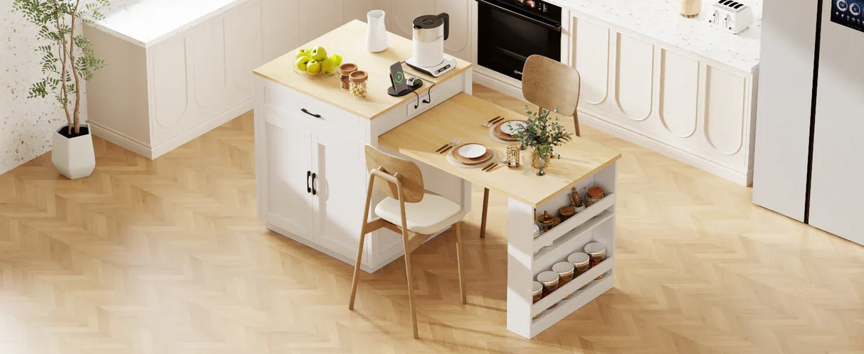 Extendable Kitchen Island With Dining Table Storage - Omega Lifestyles