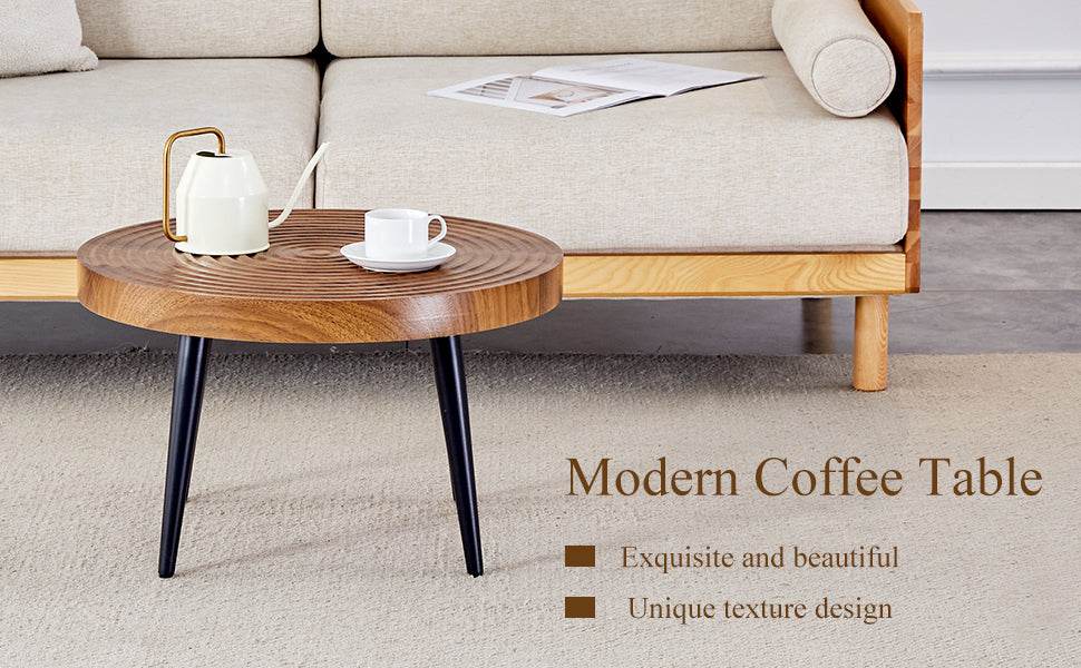 Natural Wood Grain Texture Round Coffee Table - Sleep Galleria