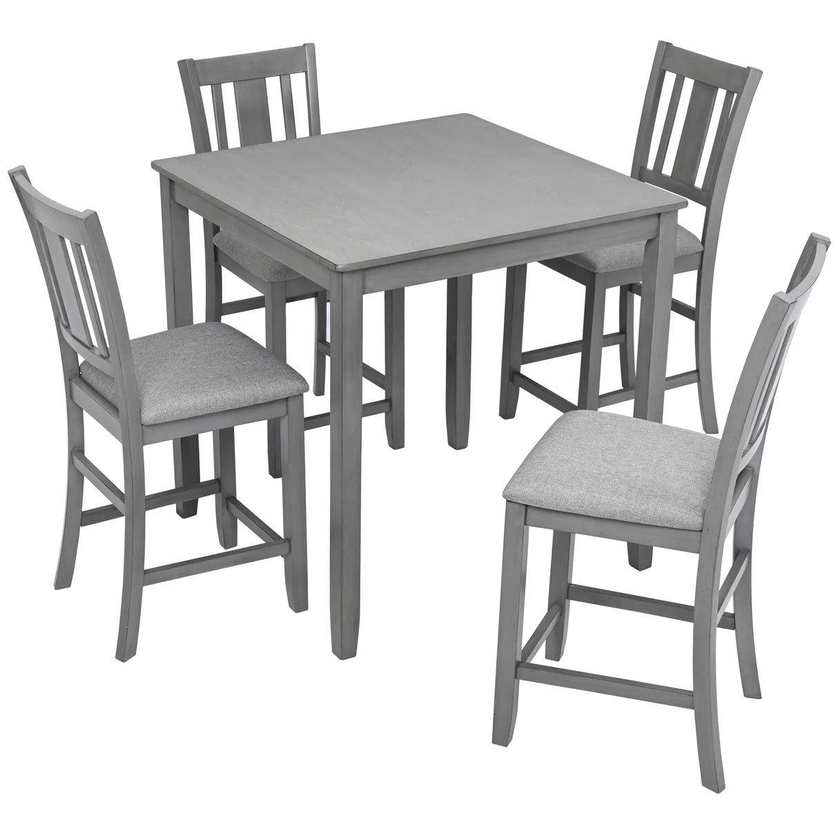 5-Piece Gray Acacia Wood Counter Height Dining Set - Omega Lifestyles