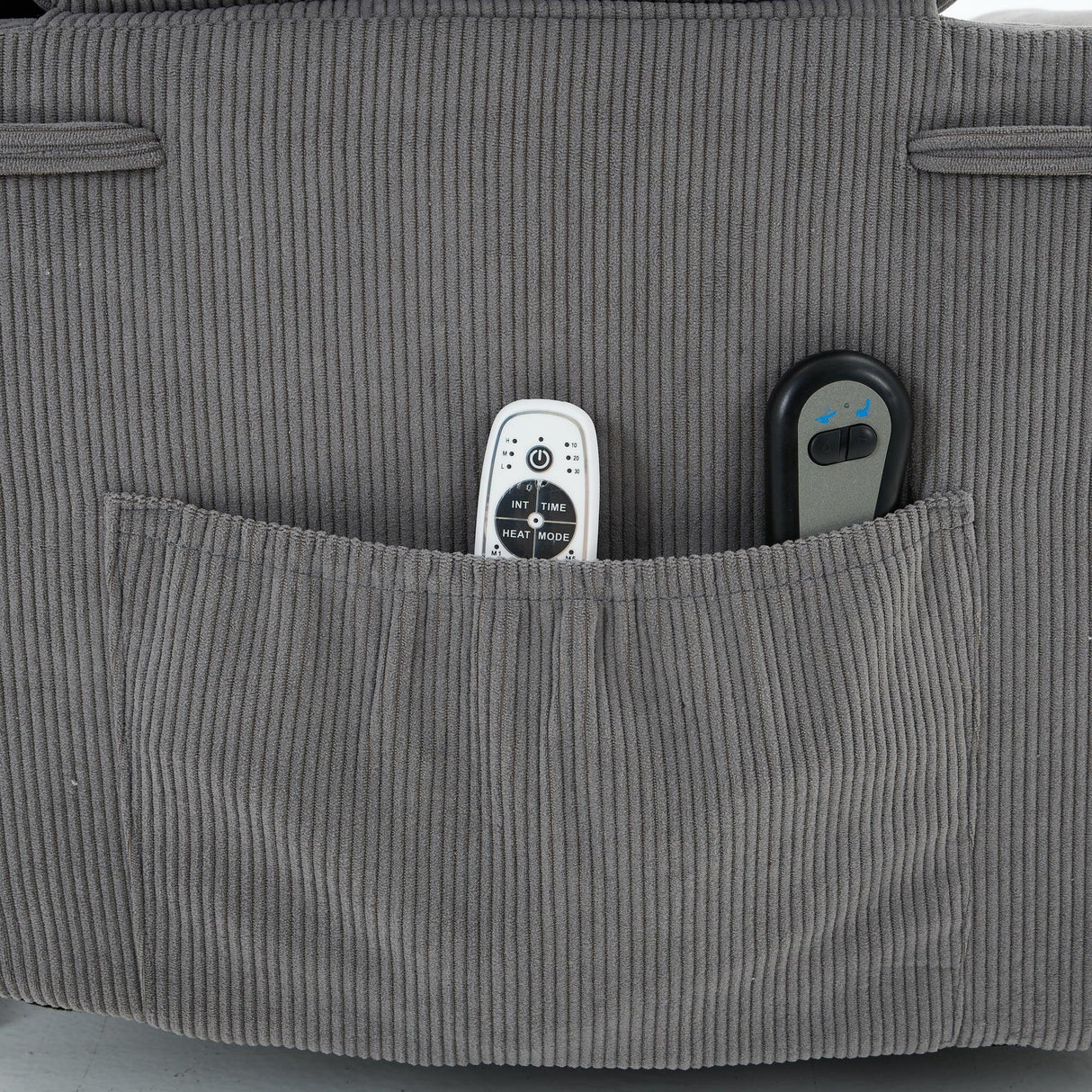 Medium-Firm Corduroy Remote-Controlled Heating Massage Recliner - Omega Lifestyles