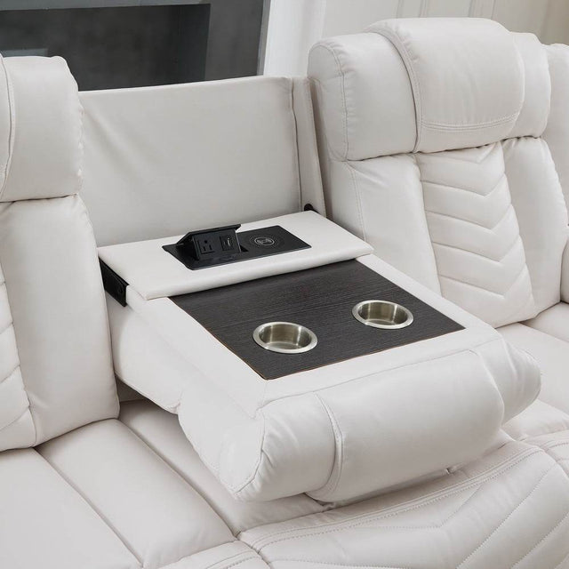 Technical Leather 6-Seat Power Reclining Sofa Set With USB Charger - Omega Lifestyles