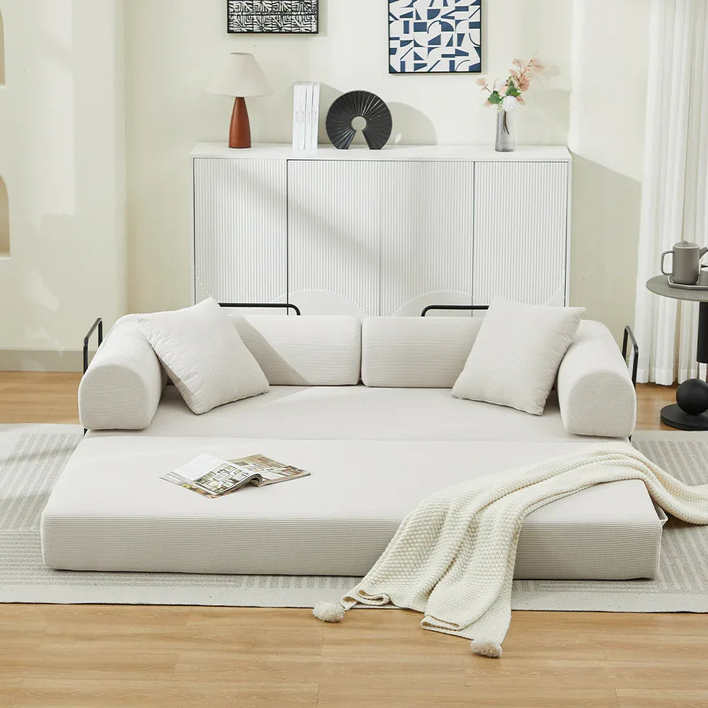 Corduroy Folding Sofa Bed With Foam Spring Mattress - Omega Lifestyles