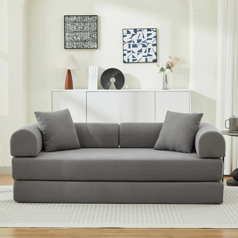 Corduroy Folding Sofa Bed With Foam Spring Mattress - Omega Lifestyles