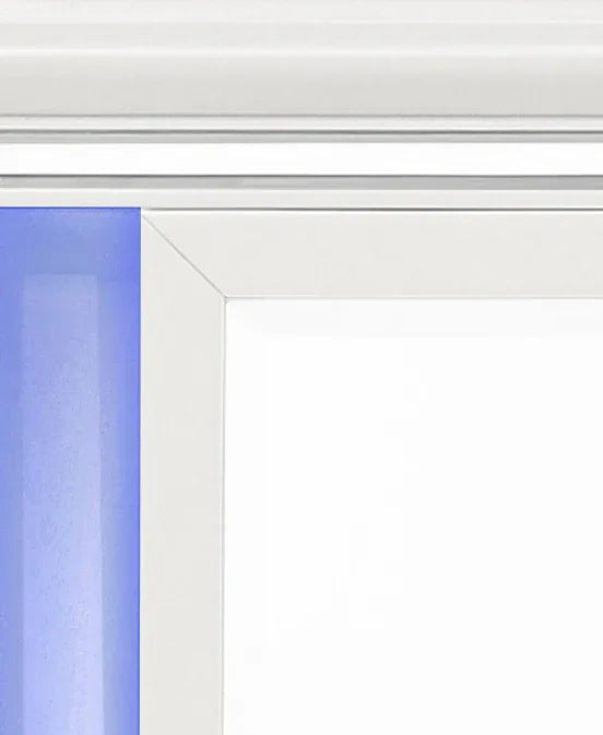 Modern White LED Mirror With Synthetic Wood Frame - Omega Lifestyles