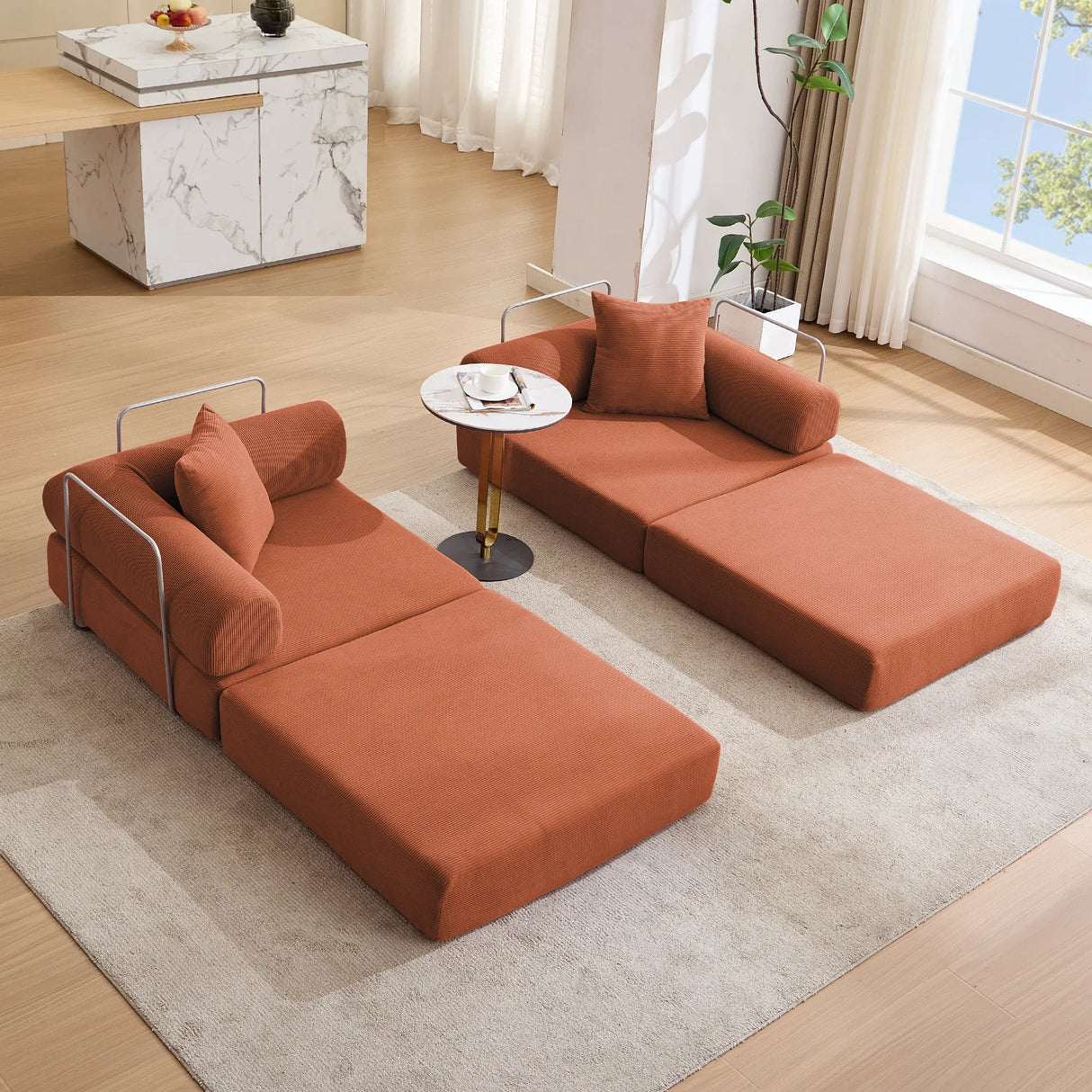 Modular Folding Convertible Corduroy Sofa Bed - Omega Lifestyles