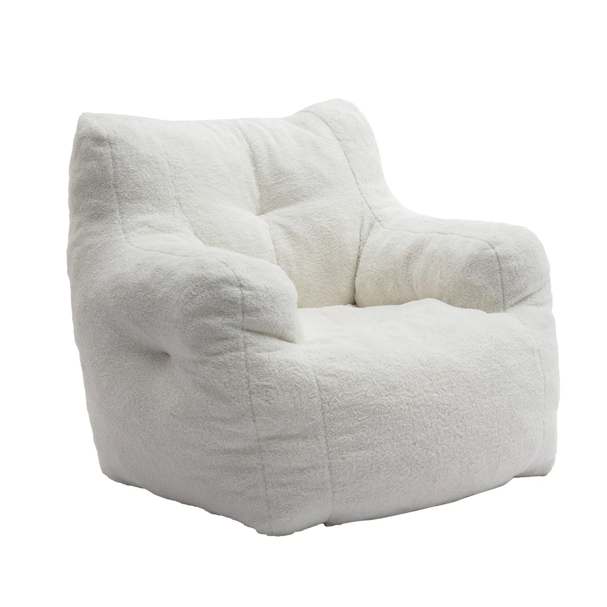 Ivory Soft Teddy Fabric Foam Bean Bag Chair - Omega Lifestyles